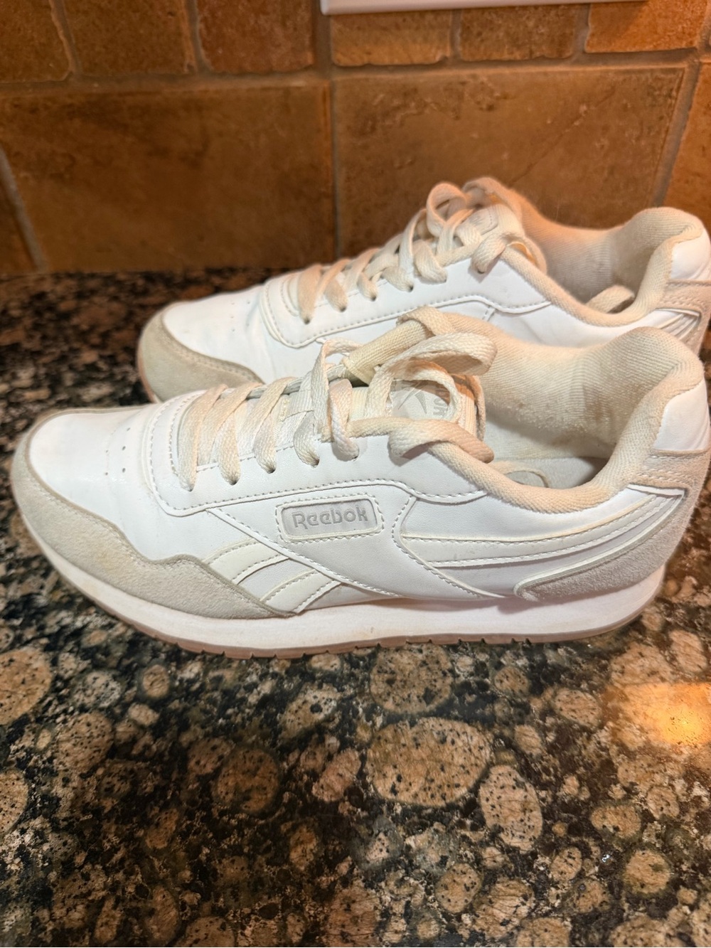 Reebok White Low-Top Leather & Suede Sneakers